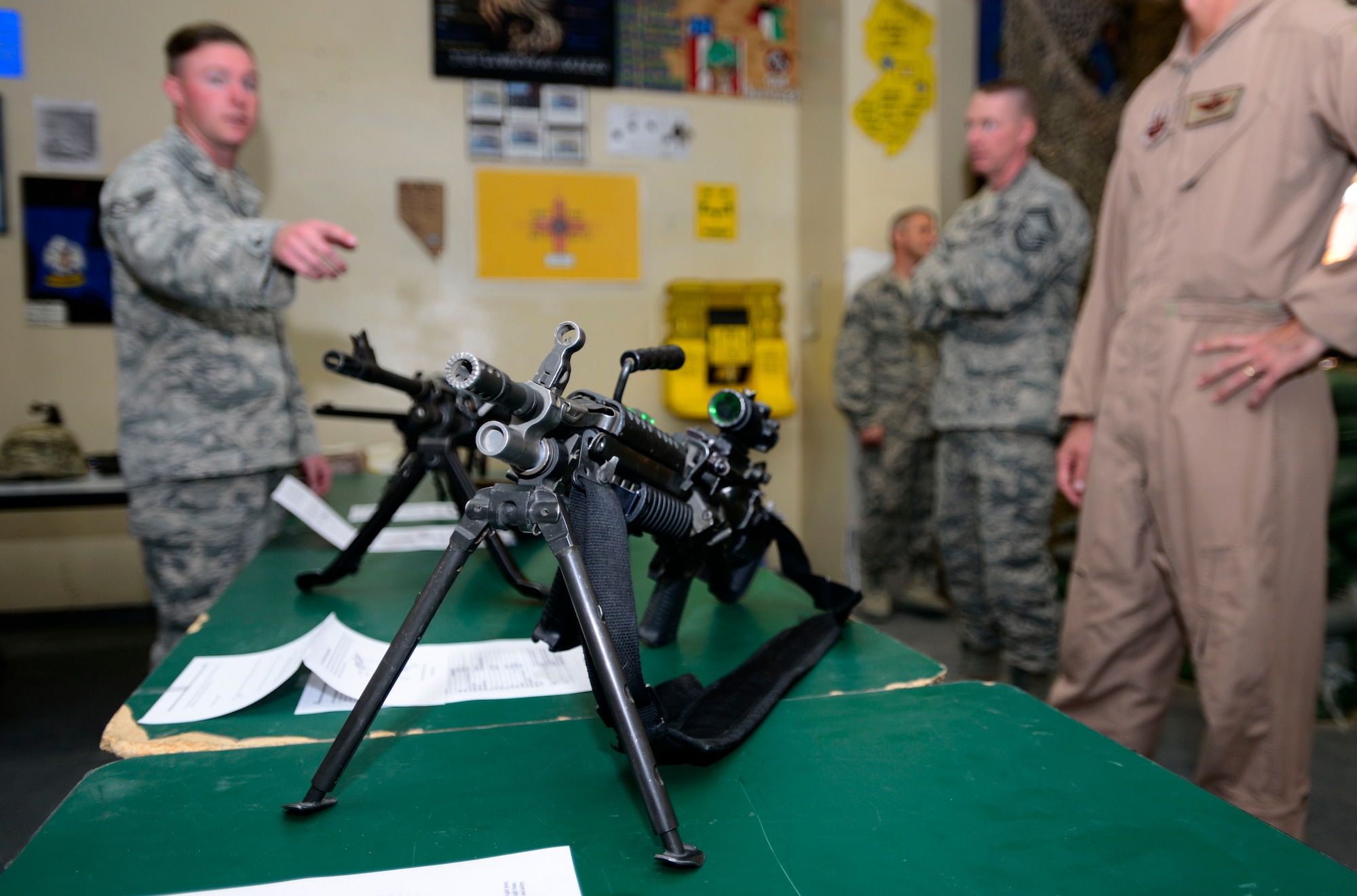 Members from the 386th Expeditionary Security Forces Squadron hosted an open house during Police Week at an undisclosed location in Southwest Asia, May 12, 2015. SFS warriors educated the base community about what the job entails, weapon capabilities and allowed participants to attempt to bust down a door. (U.S. Air Force photo by Senior Airman Racheal E. Watson/Released)