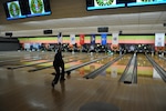 An Armed Forces bowling practices before qualifying rounds during the Armed Forces Bowling Championships at Naval Air Station, Jacksonville, May 14. Teams were narrowed for four male and four female teams for three days of play. Photo by Julie M. Lucas/NAS Jax PAO