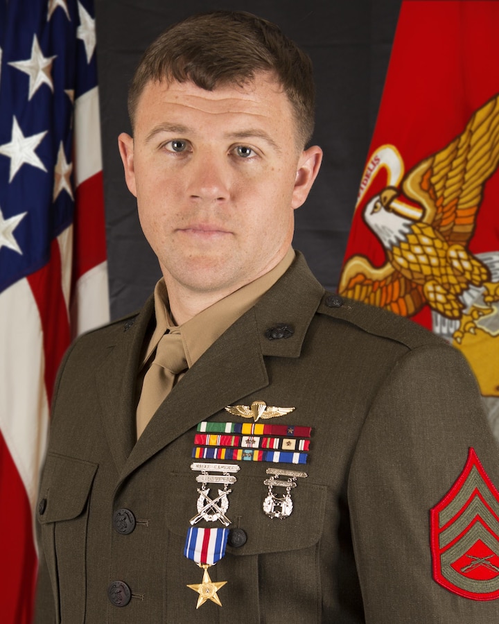 Staff Sgt. Andrew C. Seif, a critical skills operator with 2nd Marine Special Operations Battalion, U.S. Marine Corps Forces, Special Operations Command, was awarded the Silver Star Medal during a ceremony at Stone Bay aboard Marine Corps Base Camp Lejeune, N.C., March 6, 2015, for his actions against the enemy in Badghis Province, Afghanistan.