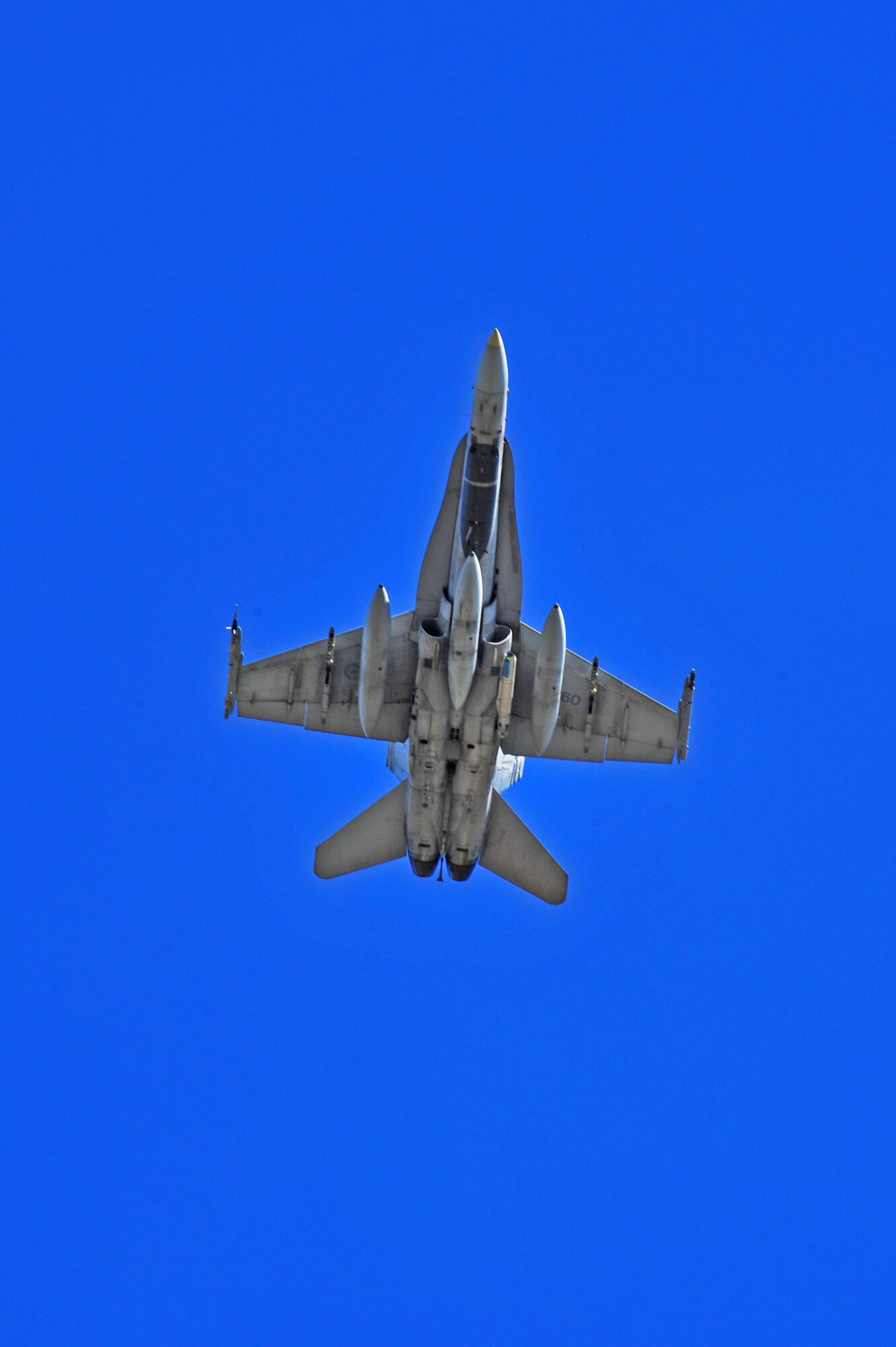 A CF-18 Hornet assigned to the 425th Tactical Fighter Squadron, Royal Canadian air force flies over Eielson Air Force Base, Alaska skies May 14, 2015, during a RED FLAG-Alaska (RF-A) 15-2 mission.  RF-A provides unique opportunities to integrate various forces into joint, coalition and multilateral training from simulated forward operating bases. (U.S. Air Force photo by Tech. Sgt. Miguel Lara III/Released)