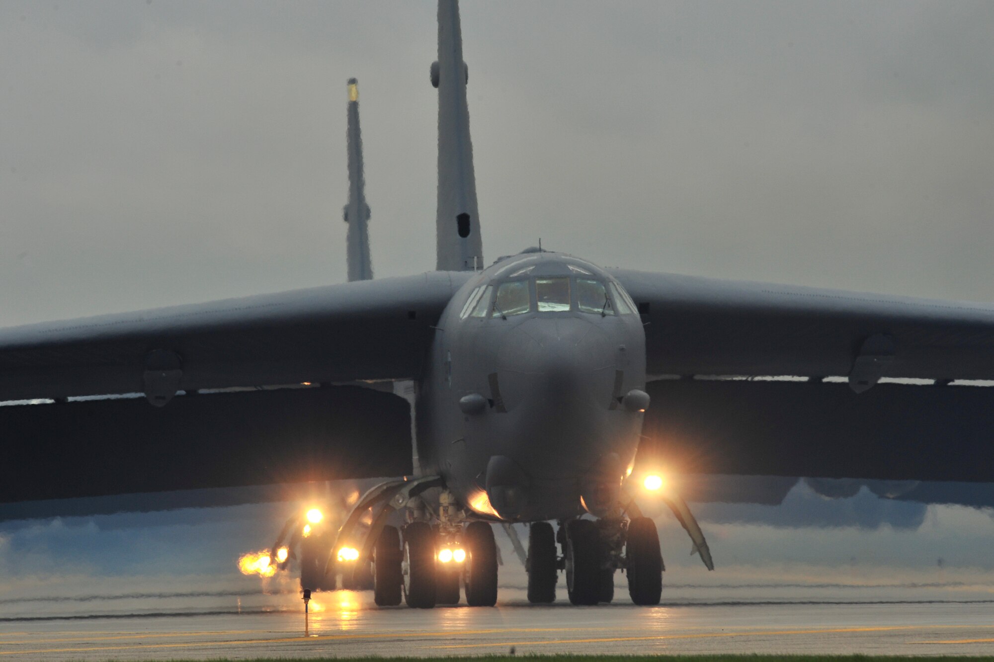 B-52H Stratofortresses prepare for a rapid launch on Minot Air Force Base, N.D., May 13, 2015. The B-52s participated in this exercise during Constant Vigilance, which is an annual Air Force Global Strike Command exercise conducted with B-52s from Minot and Barksdale, which test the aircrew members’ ability to respond for any situation. (U.S. Air Force photo/Senior Airman Malia Jenkins)