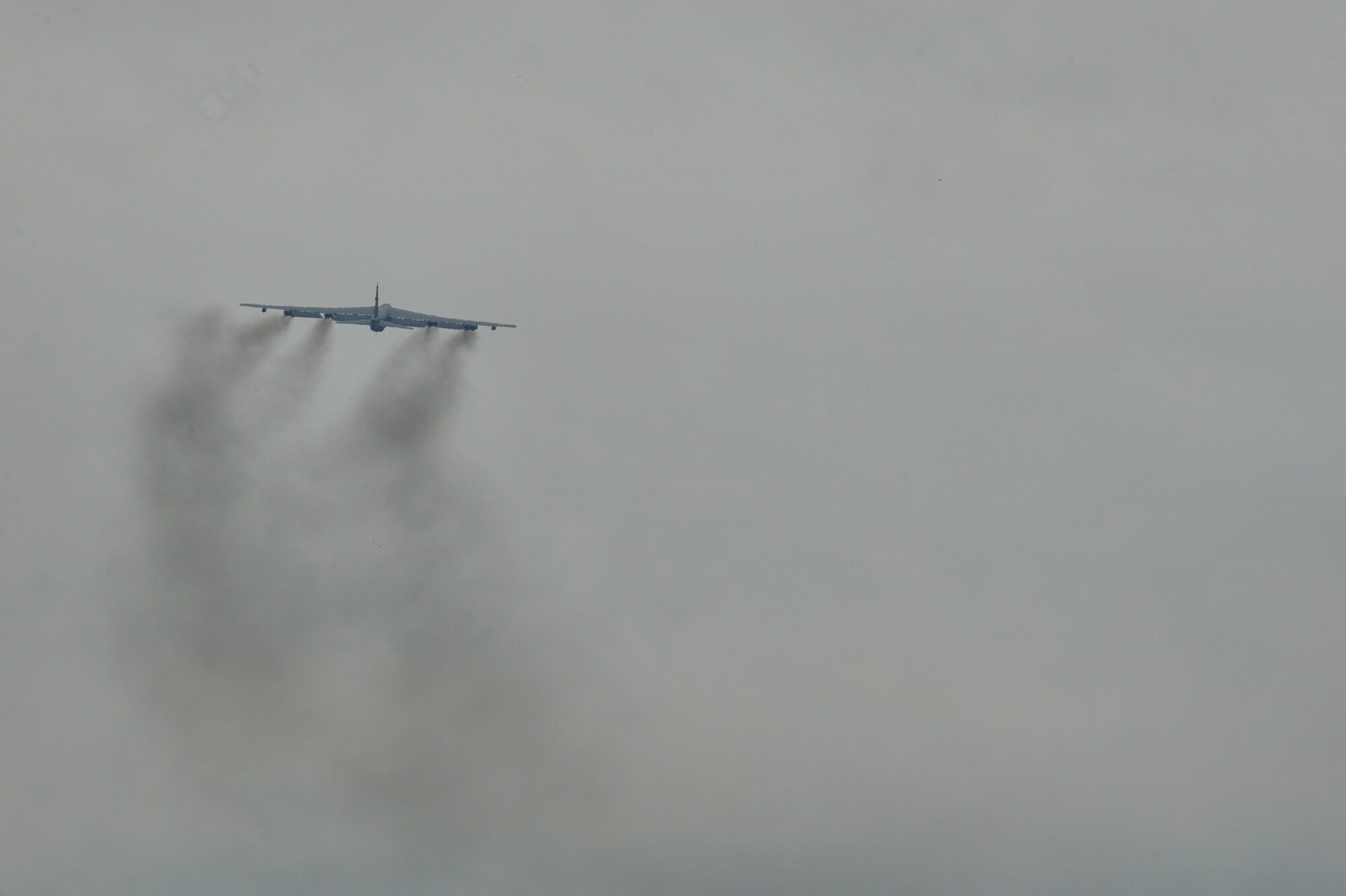 A B-52H Stratofortress takes off during a rapid launch exercise on Minot Air Force Base, N.D., May 13, 2015. The B-52s participated in a rapid launch exercise during Constant Vigilance. This is an annual Air Force Global Strike Command exercise conducted with B-52s from Minot and Barksdale. (U.S. Air Force photo/Senior Airman Malia Jenkins)