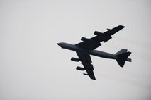A B-52H Stratofortress soars through the air during a Constant Vigilance rapid launch exercise at Minot Air Force Base, N.D., May 13, 2015. The rapid launch event tested the ability of aircrews, maintainers and other base agencies to quickly provide the President and combatant commanders with airborne nuclear deterrence and long-range strike capabilities if and when called upon to do so. (U.S. Air Force photo/Airman 1st Class Christian Sullivan)
