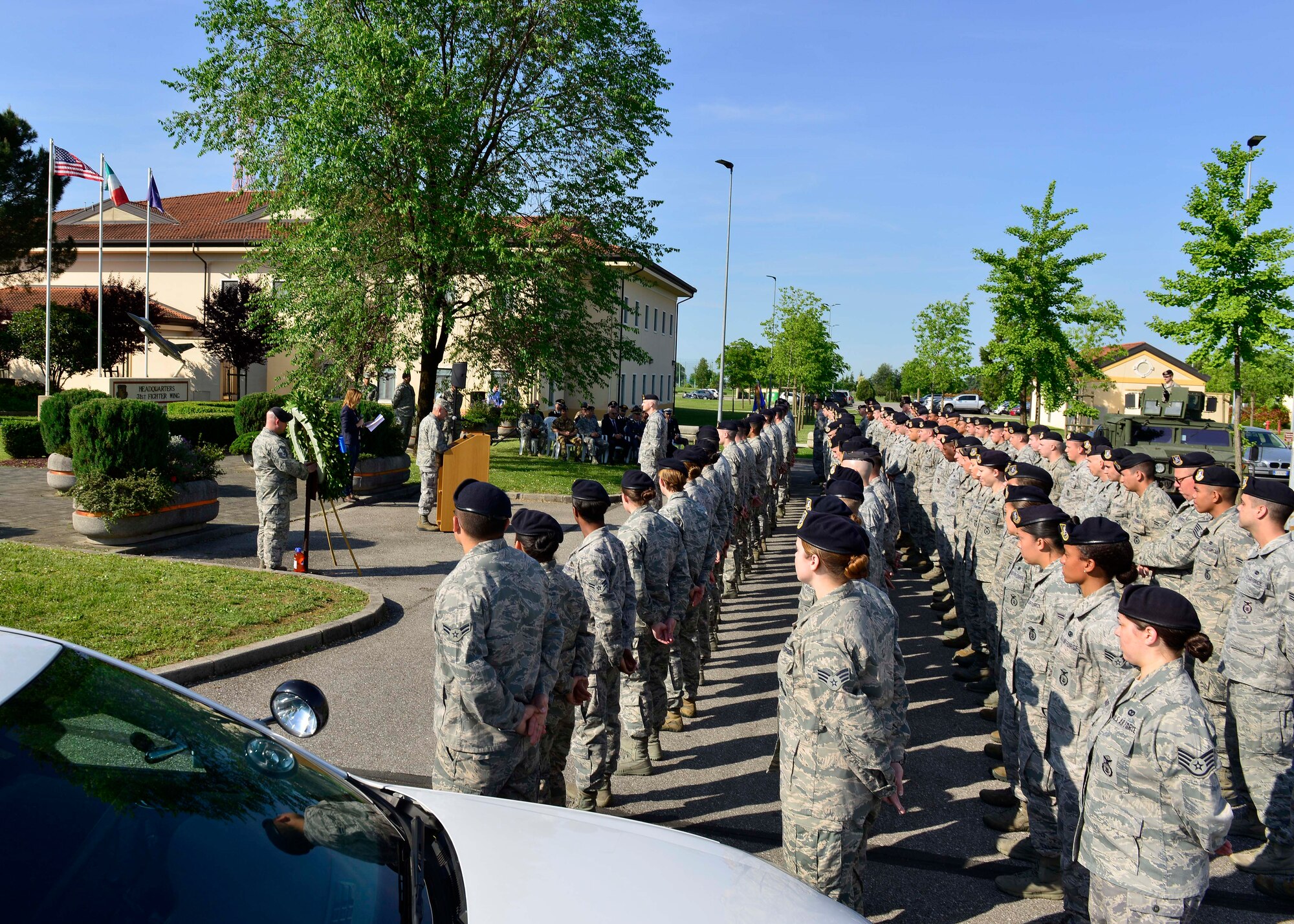 U.S. Air Force Brig. Gen. Barre Seguin, 31st Fighter Wing commander, speaks at the Police Week proclamation and signing ceremony, May 11, 2015, at Aviano Air Base, Italy.  During the week, ceremonies, memorials and other events took place to honor the men and women who have served in the line of duty. (U.S. Air Force photo by Airman 1st Class Cary Smith/Released)
