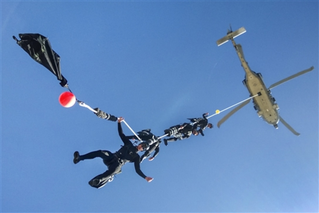 U.S. sailors conduct special patrol insertion-extraction technique training near Naval Station Rota, Spain, May 7, 2015. The training helps sailors prepare for contingencies in which U.S. special operations and expeditionary forces need to quickly extract from areas where helicopters cannot safely land. The sailors are assigned to Explosive Ordnance Disposal Mobile Unit 8, Helicopter Sea Combat Squadron 28, and Explosive Ordnance Disposal Training and Evaluation Unit 2.