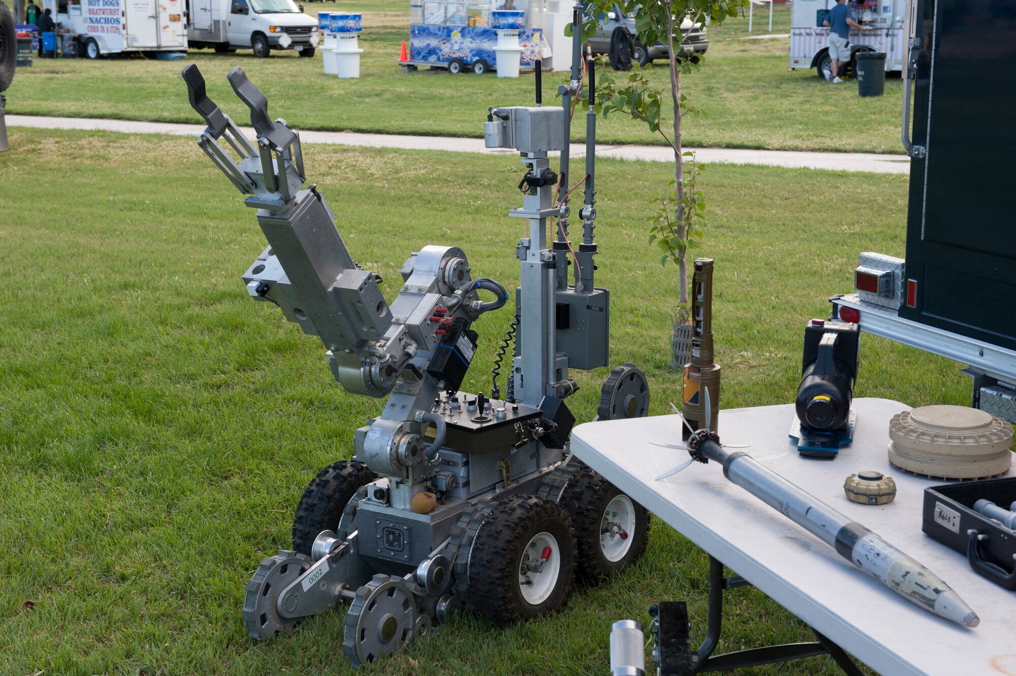 Holloman Air Force Base’s Explosive Ordnance Disposal unit provided equipment for a static display at the local Armed Forces Day Celebration at Alamogordo, N.M., May 16, 2015. Created by Secretary of Defense Louis Johnson in 1949, Armed Forces Day is a single-day celebration to pay special tribute to the men and women of the Armed Forces. (U.S. Air Force photo by Capt. Bryant Davis/Released)