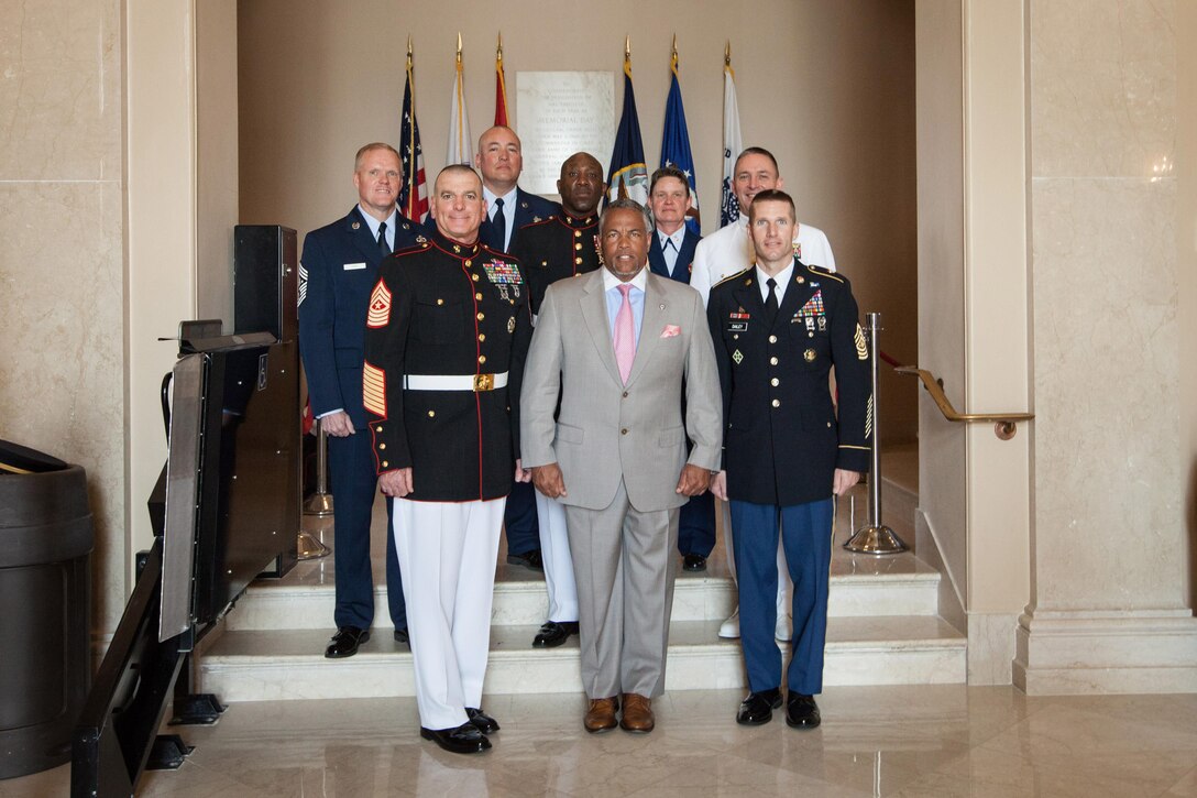 Ceremony at the Tomb of the Unknown Soldier in honor of National Armed Forces Day at Arlington National Cemetery in Arlington, VA., May 16, 2015. (U.S. Marine Corps photo by Sgt. Melissa Marnell)