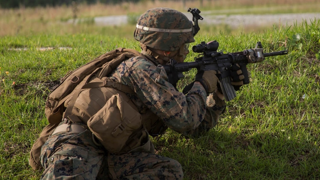 Marine provides cover fire