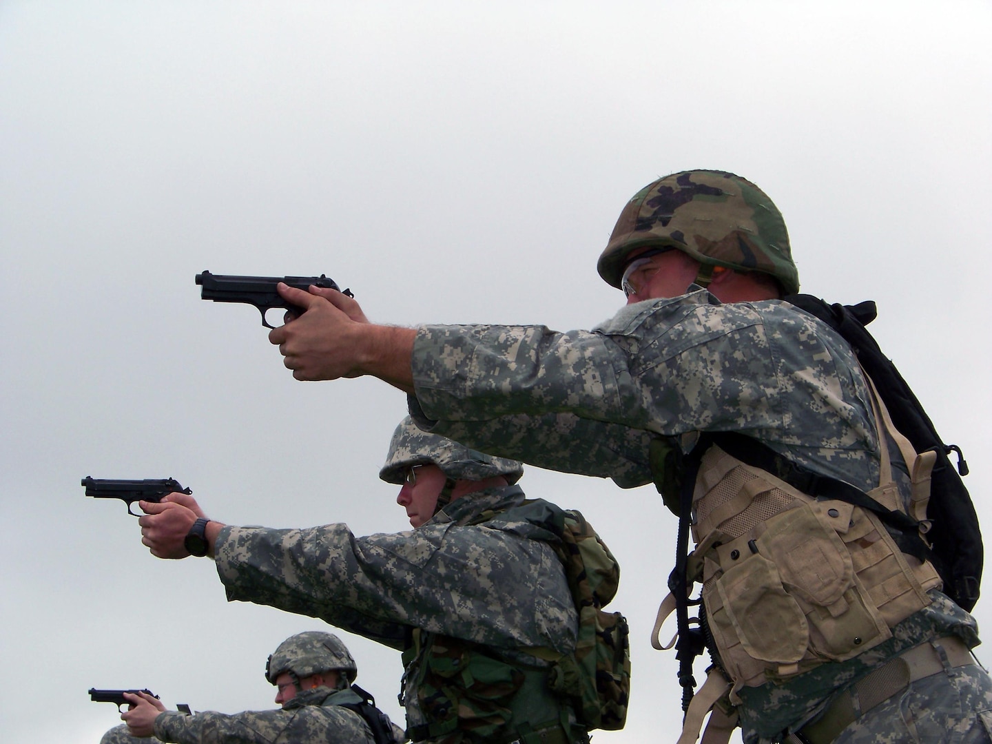 Soldiers with the Missouri National Guard take aim during the 2010 Adjutant General State Rifle/Pistol Combat Match at Camp Crowder, Missouri.