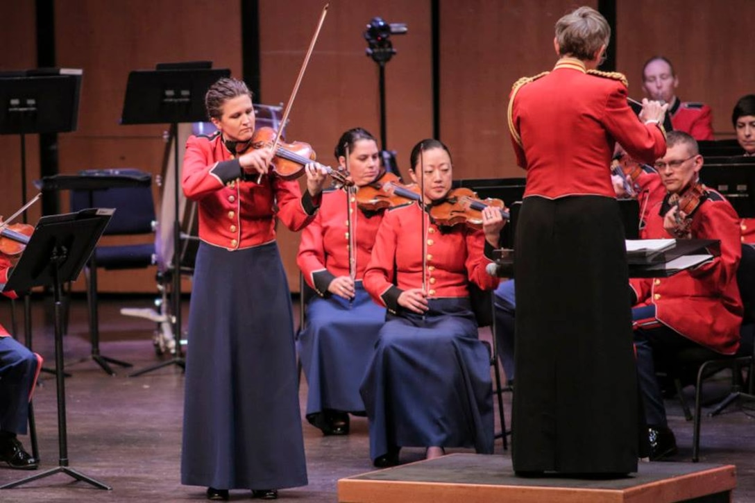 The Marine Chamber Orchestra performed the concert "From Mentor to Fast Friends," playing the music of Johannes Brahms and Antonin Dvorak on Sunday, May 17, at Rachel M. Schlesinger Concert Hall and Arts Center in Alexandria, Va. (U.S. Marine Corps photo by Staff Sgt. Brian Rust/released)