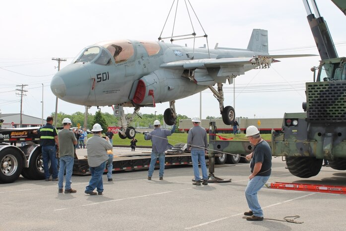 Lifting EA-6B with Crane