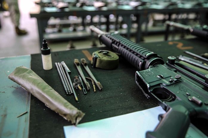 The M16-A4 Service Rifle is a light-weight, air-cooled, gas-operated, automatic weapon that recruits will use to learn discipline through basic drill movements as well as the fundamentals of marksmanship throughout recruit training. Today, all males recruited west of the Mississippi are trained at MCRD San Diego. The depot is responsible for training more than 16,000 recruits annually. India Company is scheduled to graduate from recruit training on July 31.