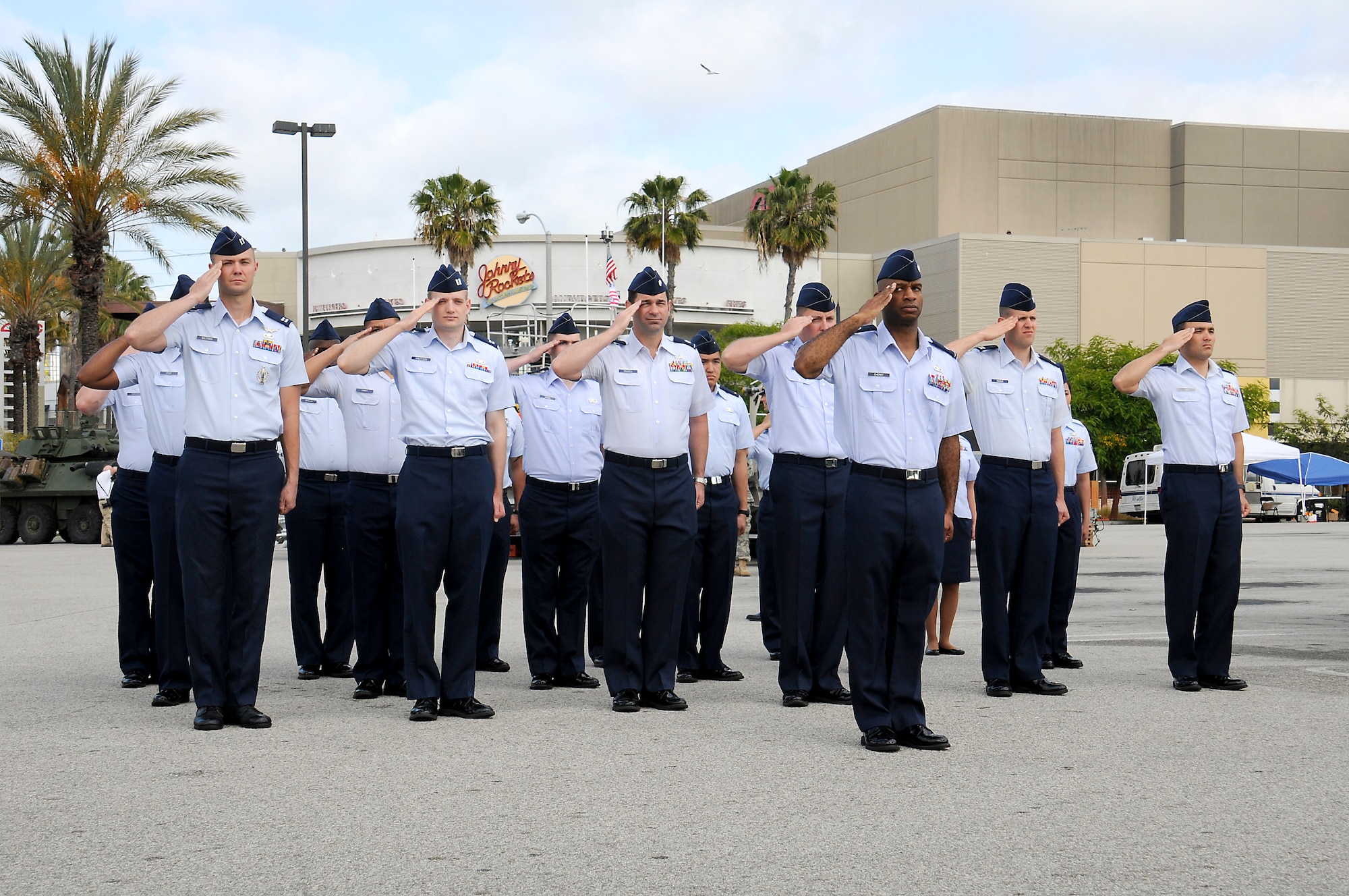 Airmen stand in formation during morning revelry during the Torrance Armed Forces Day Celebration, May 16. (Photo by Joe Juarez) 