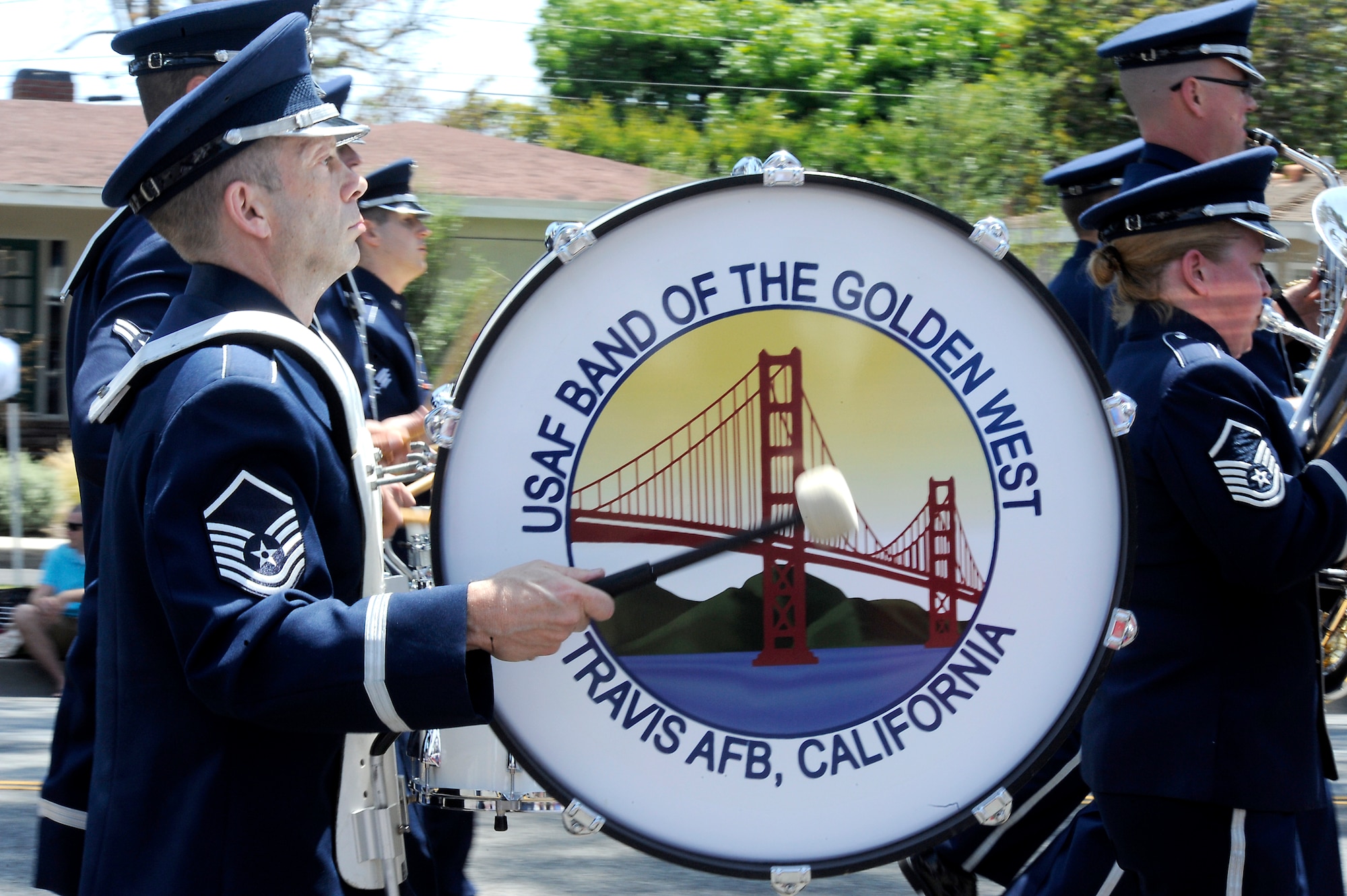 The Band of the Golden West from Travis AFB march in the Torrance Armed Forces Day parade, May 16. (Photo by Joe Juarez)  