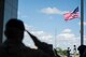 U.S. Air Force Chief Master Sgt. Jessie Cantu,17th Security Forces Squadron manager, salutes during the National Police Week Retreat Ceremony in front of the Norma Brown Building on Goodfellow Air Force Base, Texas, May 15, 2015. Police Week commemorates those who have lost their lives in the line of duty and celebrates the commitment of law enforcement officers everywhere. (U.S. Air Force photo by Senior Airman Michael Smith/Released)