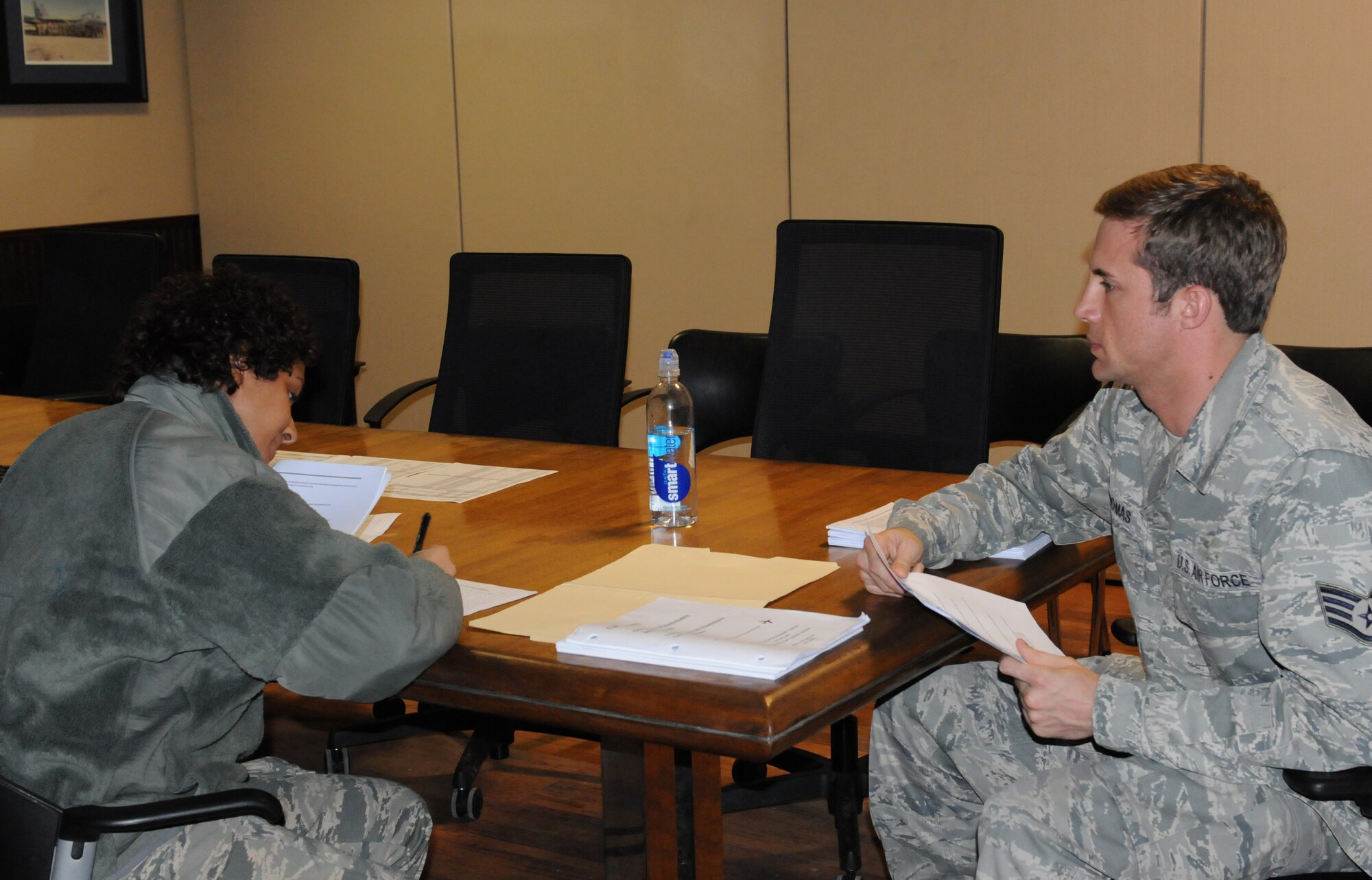 Airmen from the 192nd Fighter Wing Maintenance Group participated in a training and safety stand-down day March 14, 2015. The stand-down event included front-line supervisor training, Airman Comprehensive Assessment training, specialty-specific training and human resources and performance coaching. The Maintenance Group leadership designed and planned the event to be held over a drill weekend based upon requests from recent surveys in which Airmen indicated a desire for dedicated time to be set aside for professional and safety training during drill weekends. (U.S. Air National Guard photo by Tech. Sgt. Meghan Skrepenski/Released) 