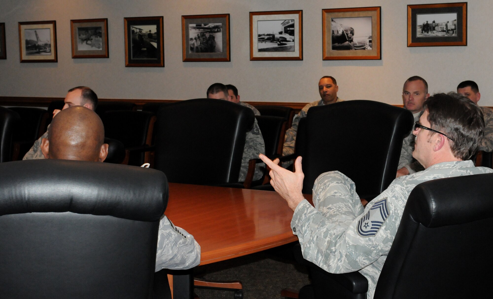 Airmen from the 192nd Fighter Wing Maintenance Group participated in a training and safety stand-down day March 14, 2015. The stand-down event included front-line supervisor training, Airman Comprehensive Assessment training, specialty-specific training and human resources and performance coaching. The Maintenance Group leadership designed and planned the event to be held over a drill weekend based upon requests from recent surveys in which Airmen indicated a desire for dedicated time to be set aside for professional and safety training during drill weekends. (U.S. Air National Guard photo by Tech. Sgt. Meghan Skrepenski/Released) 