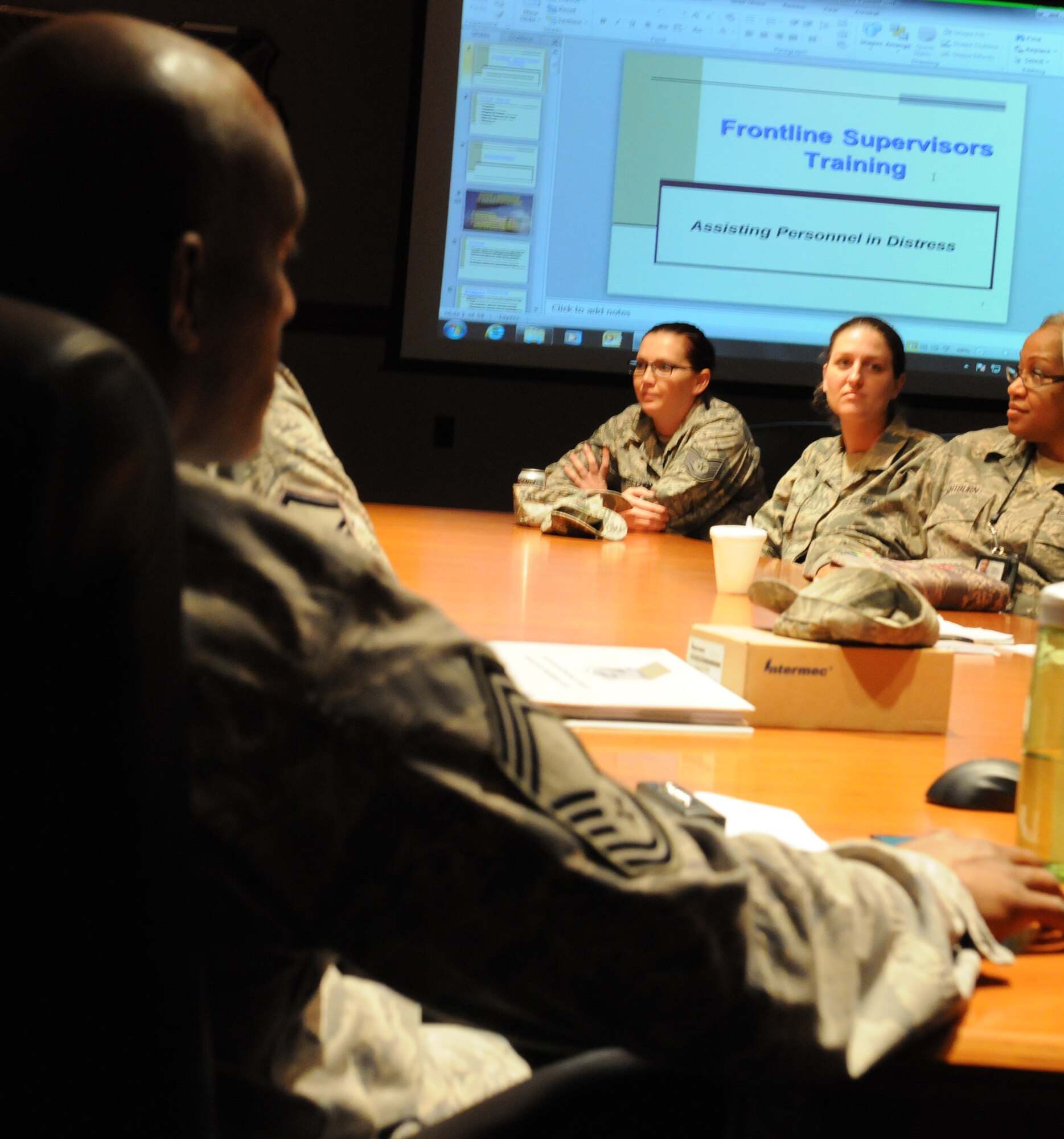 Airmen from the 192nd Fighter Wing Maintenance Group participated in a training and safety stand-down day March 14, 2015. The stand-down event included front-line supervisor training, Airman Comprehensive Assessment training, specialty-specific training and human resources and performance coaching. The Maintenance Group leadership designed and planned the event to be held over a drill weekend based upon requests from recent surveys in which Airmen indicated a desire for dedicated time to be set aside for professional and safety training during drill weekends. (U.S. Air National Guard photo by Tech. Sgt. Meghan Skrepenski/Released) 