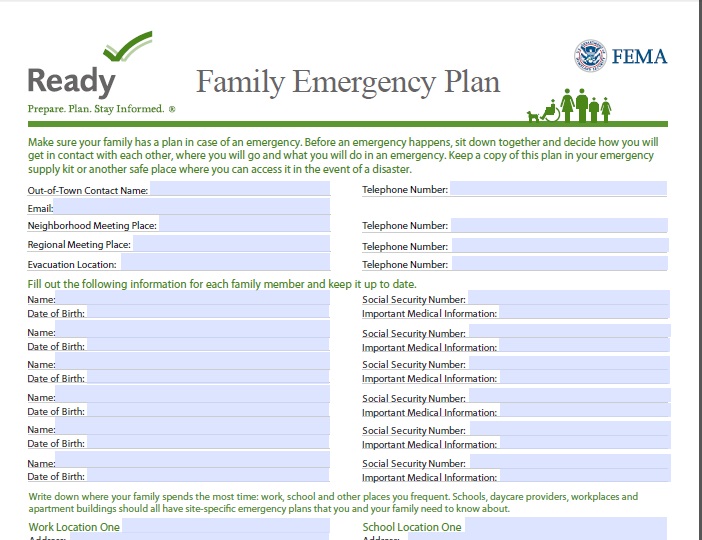 Family Emergency Plan template