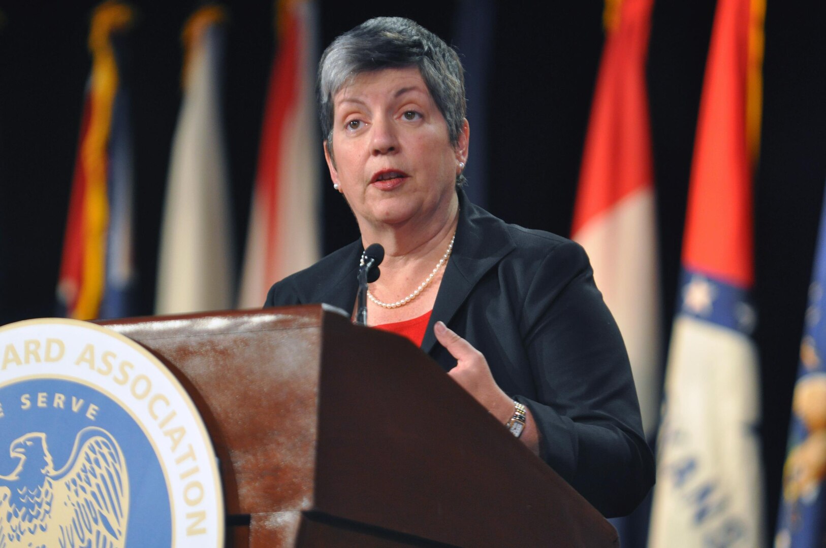 Janet Napolitano, secretary of the Department of Homeland Security, tells the 131st National Guard Association National Conference meeting in Nashville, Tenn., on Sept. 13, 2009, that the National Guard is essential to homeland security.
