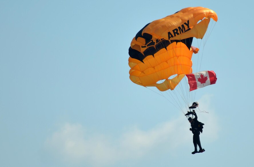 Nearly 400,000 spectators came to Westover Air Reserve Base to watch the 2015 Great New England Air Show, boasting more than two dozen current and vintage military aircraft. Aerial demonstration teams included the U.S. Navy Blue Angels, Canadian Snowbirds, U.S. Army’s Golden Knights parachuting team, F-22 demo team, Geico Skytypers, and Canadian CF-18 team. (U.S. Air Force photo/SSgt. Kelly Goonan)