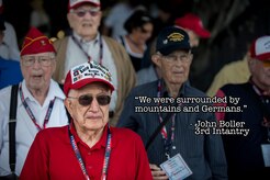Veterans from the 1944 Anzio Beachhead Invasion stand inside the belly of a C-17 Globemaster III, May 15, 2015 at Joint Base Charleston, S.C. during a tour of the installation. The veterans were in Charleston to celebrate what could be their last reunion event together and to share their stories with the servicemembers stationed here. The invasion of Anzio, near the outskirts of Rome, began Jan. 22, 1944, lasted four months and took the lives of nearly 2,800 Americans . (U.S. Air Force graphic/Senior Airman Jared Trimarchi) 