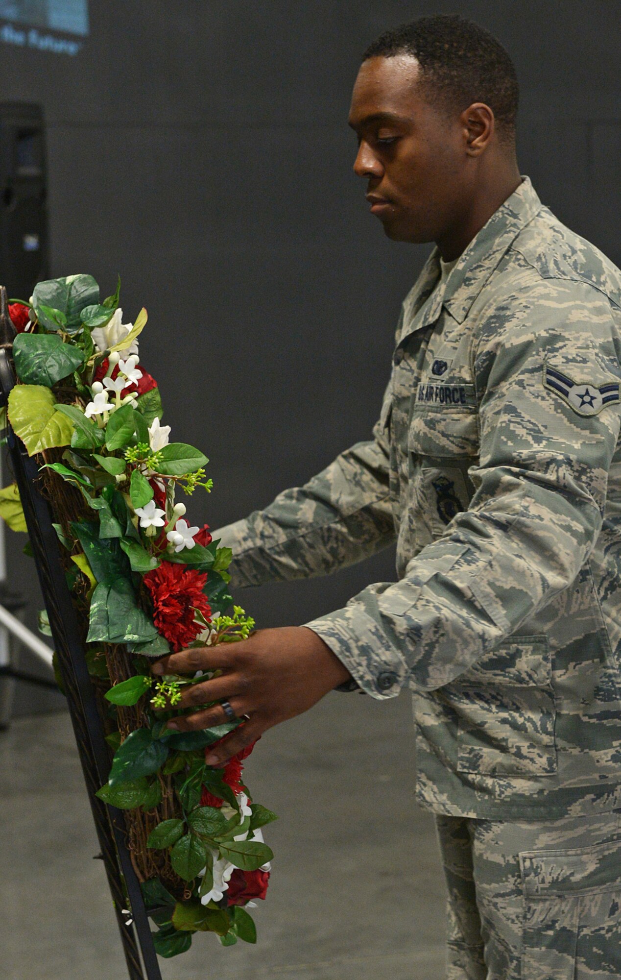 Police week came to a close on Friday, May 15at Hill AFB, with a remembrance ceremony held at the 75th SFS building. Guest speaker, West Valley City Police Chief Lee Russo spoke about the important role that police provide in our communities and sacrifices that are made by the military in protecting our freedoms in a world of turmoil.  A wreath laying along with a moment of silence and a beautiful rendition of Amazing Grace by Layton Christian Academy student Jaden Nandkeshwar brought a feeling of sorrow and comfort to those in attendance. (U.S. Air Force Alex R. Lloyd)