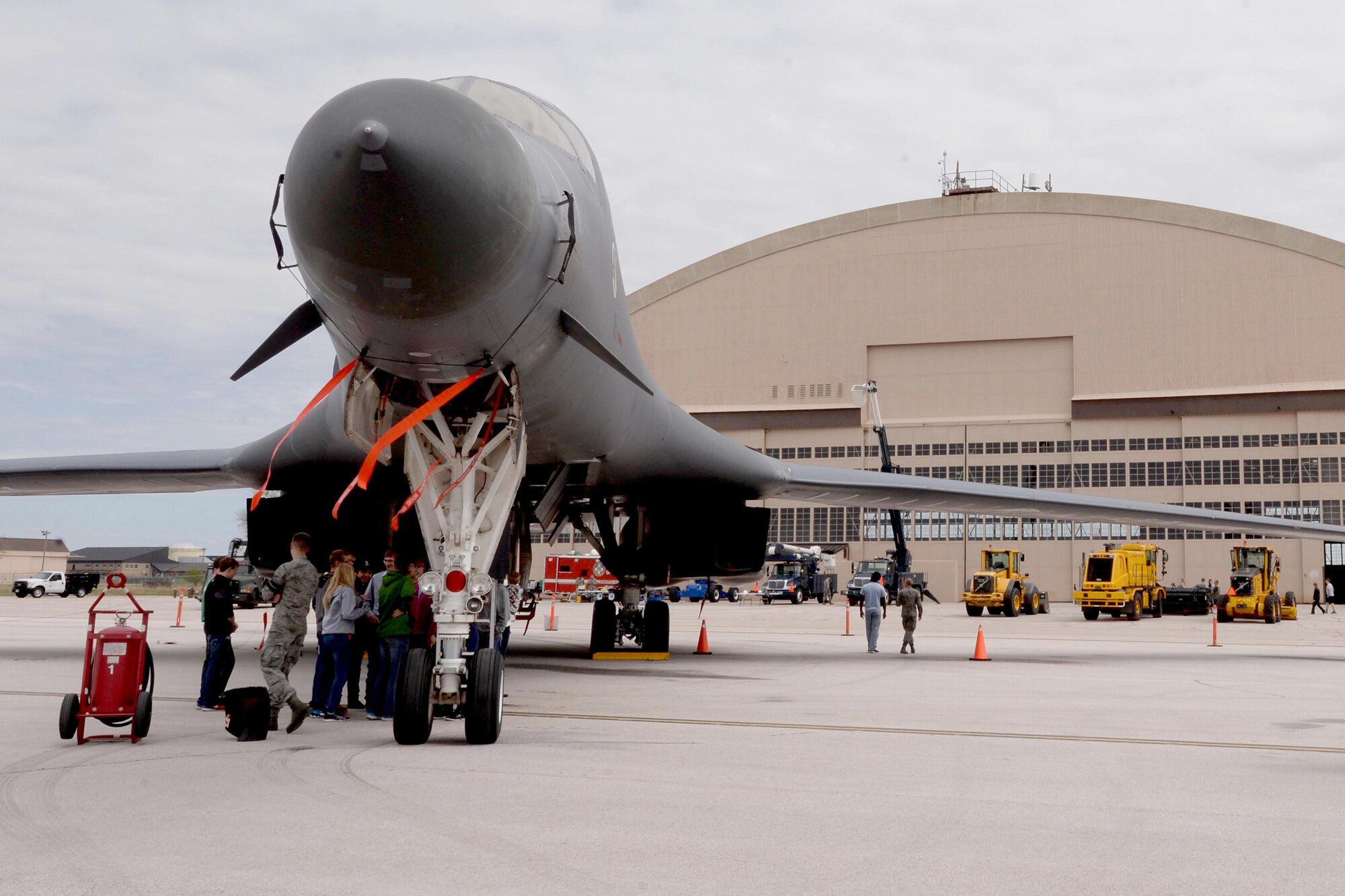 The 28th Bomb Wing hosted a spouse appreciation day at Ellsworth Air Force Base, S.D., May 8, 2015. Throughout the day, spouses were provided the opportunity to view multiple vehicle statics and participate in tours of the 28th Civil Engineer Squadron firehouse, the 28th Security Forces shoothouse and the 28th Logistics Readiness Squadron deployment center. (U.S. Air Force photo by Airman 1st Class Rebecca Imwalle/Released)