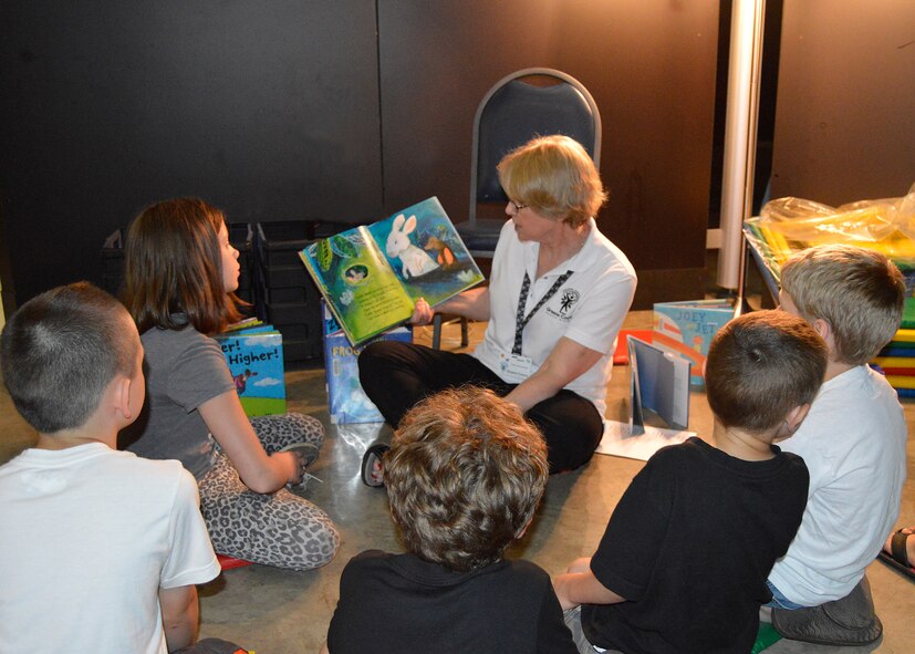 DAYTON, Ohio (05/2015) -- Young visitors participate in storytime with the Greene County Public Library during Space Fest on May 16 at the National Museum of the U.S. Air Force. (U.S. Air Force photo)