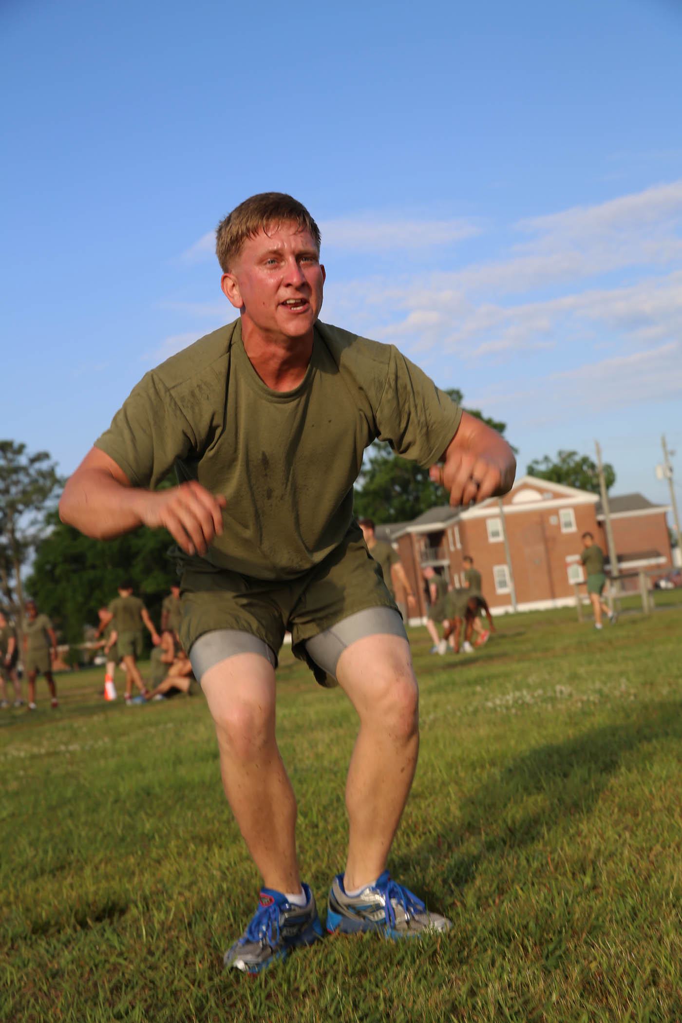 U.S. Marine Corps Sgt. Brandon Lammond, 22nd Marine Expeditionary Unit (MEU) motor transport operator and native of Evart, Mich., performs a body builder exercise as part of a MEU operational pause (OP) at Marine Corps Base Camp Lejeune, N.C., May 19, 2015. The MEU participated in the OP to increase a safety-minded culture focusing on risk management, on and off duty safe behavior, and combat readiness.   (U.S. Marine Corps photo by Cpl. Caleb McDonald/Released)
