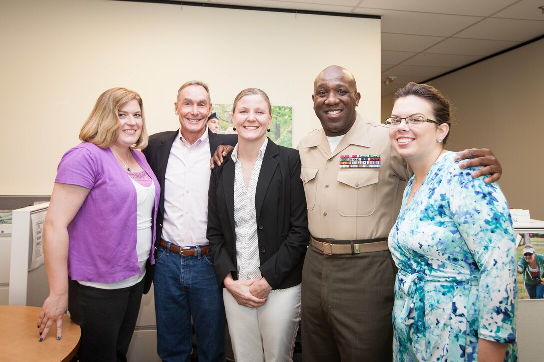Sgt. Maj. Ronald L. Green, the 18th Sergeant Major of the Marine Corps, tours Defense Media Activity at Ft. George G. Meade, MD., May 19, 2015. (U.S. Marine Corps photo by Sgt. Melissa Marnell)