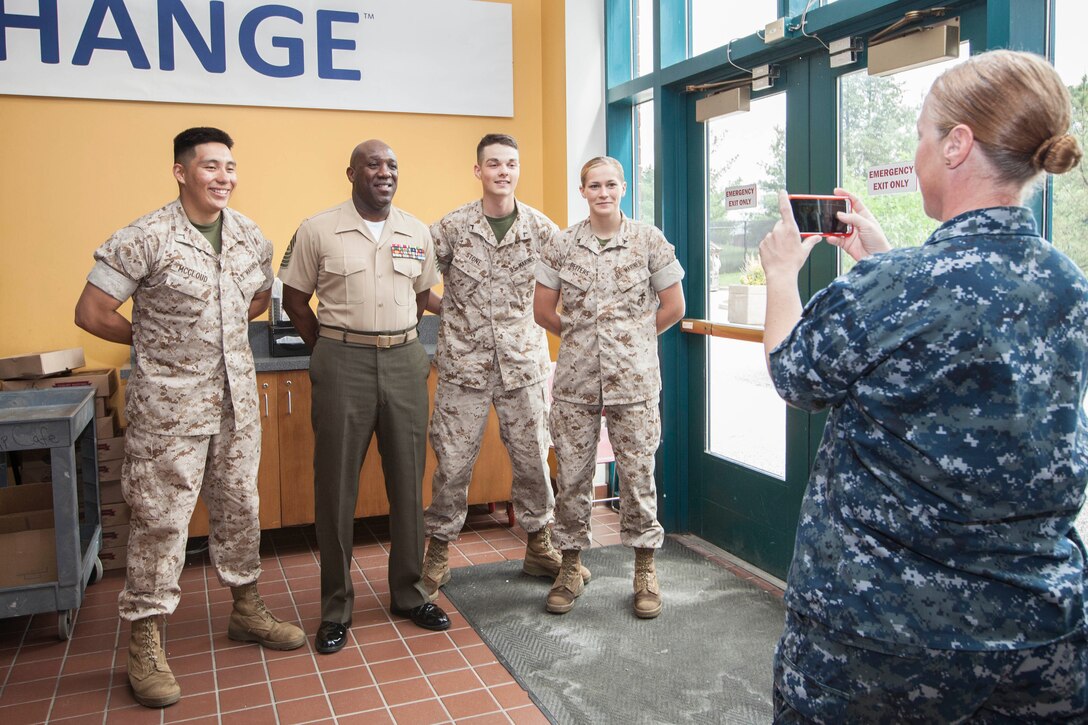 Sgt. Maj. Ronald L. Green, the 18th Sergeant Major of the Marine Corps, tours the Defense Information School at Ft. George G. Meade, MD., May 19, 2015. (U.S. Marine Corps photo by Sgt. Melissa Marnell)
