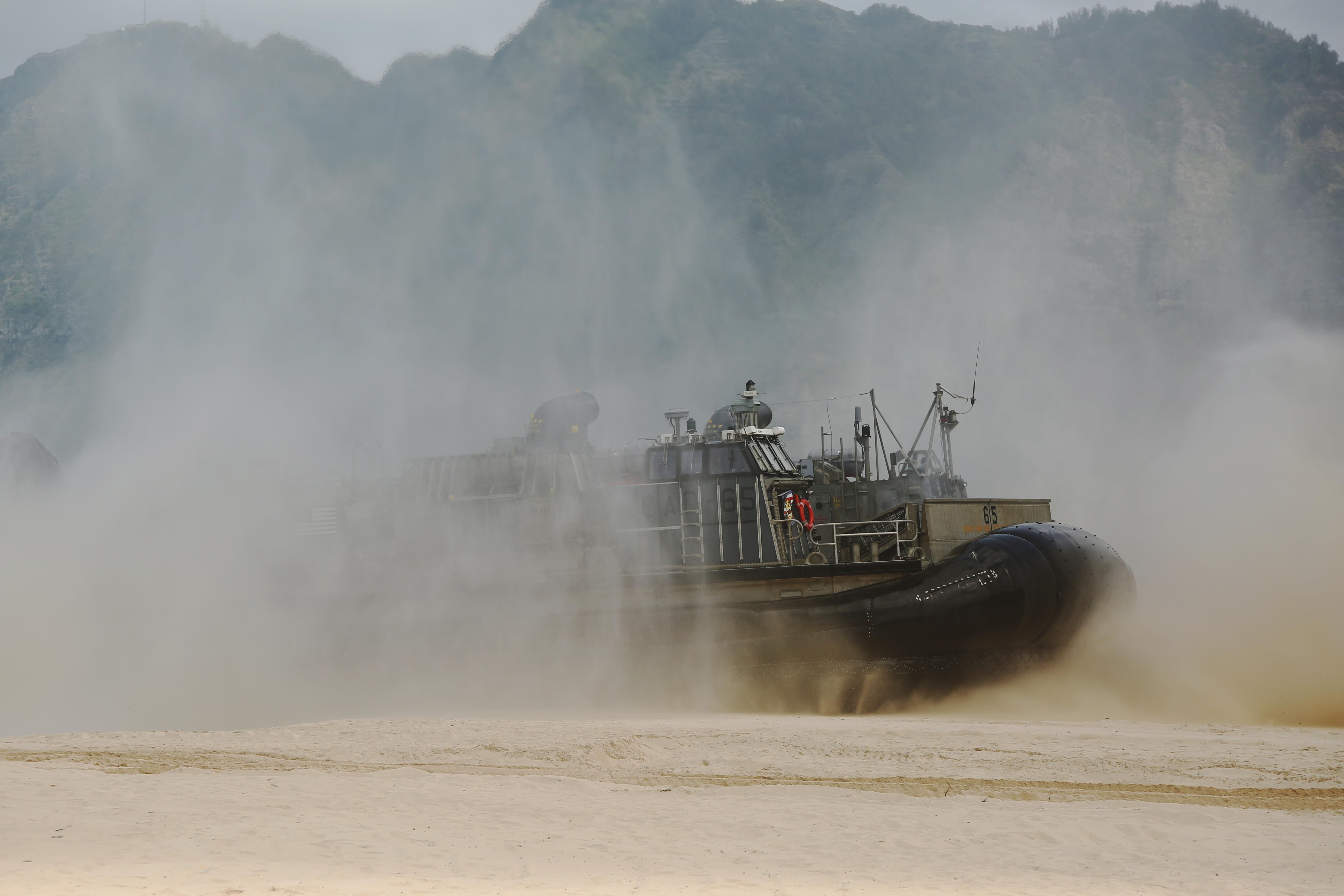 Foreign military leaders observe U.S. Marine Corps amphibious landing