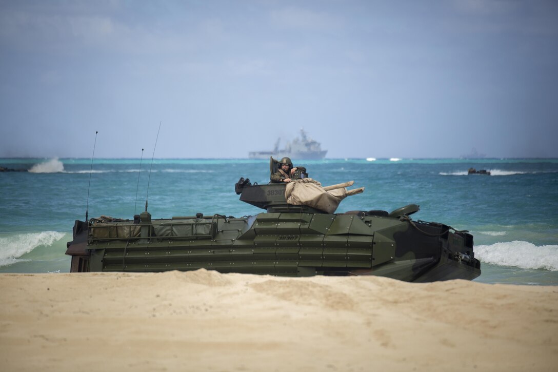 Foreign military officers observe U.S. Marine Corps amphibious landing ...