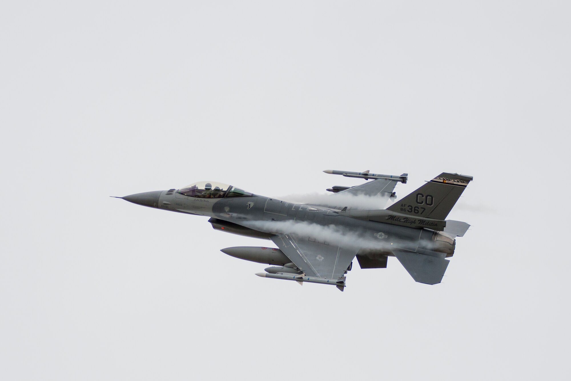 U.S. Air Force F-16 Fighting Falcons from the 120th Fighter Squadron, Colorado Air National Guard, return home to Buckley Air Force Base, Colo., after a deployment to the Republic of Korea, May 19, 2015. Integrating with other U.S. Air Force members, flying daily training mission and providing a Theater Security Package for the past 90 days, this return home marks the completion of the seventh deployment for the "Redeyes" of the 120th FS along with the 140th Wing since Sept. 11, 2001. (U.S. Air National Guard photo by: Tech. Sgt. Wolfram M. Stumpf/RELEASED)