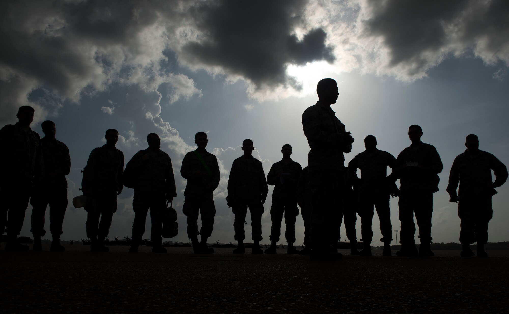 Staff Sgt. Elroy Tereyama, 819th Global Support Squadron command, control, and communications technician stationed at Joint Base McGuire-Dix-Lakehurst, N.J., brief Airmen during the Joint Readiness Training Center exercise 15-07, May 16, 2015, at the Alexandria International Airport, La. (U.S. Air Force photo/Staff Sgt. Gustavo Gonzalez/RELEASED)