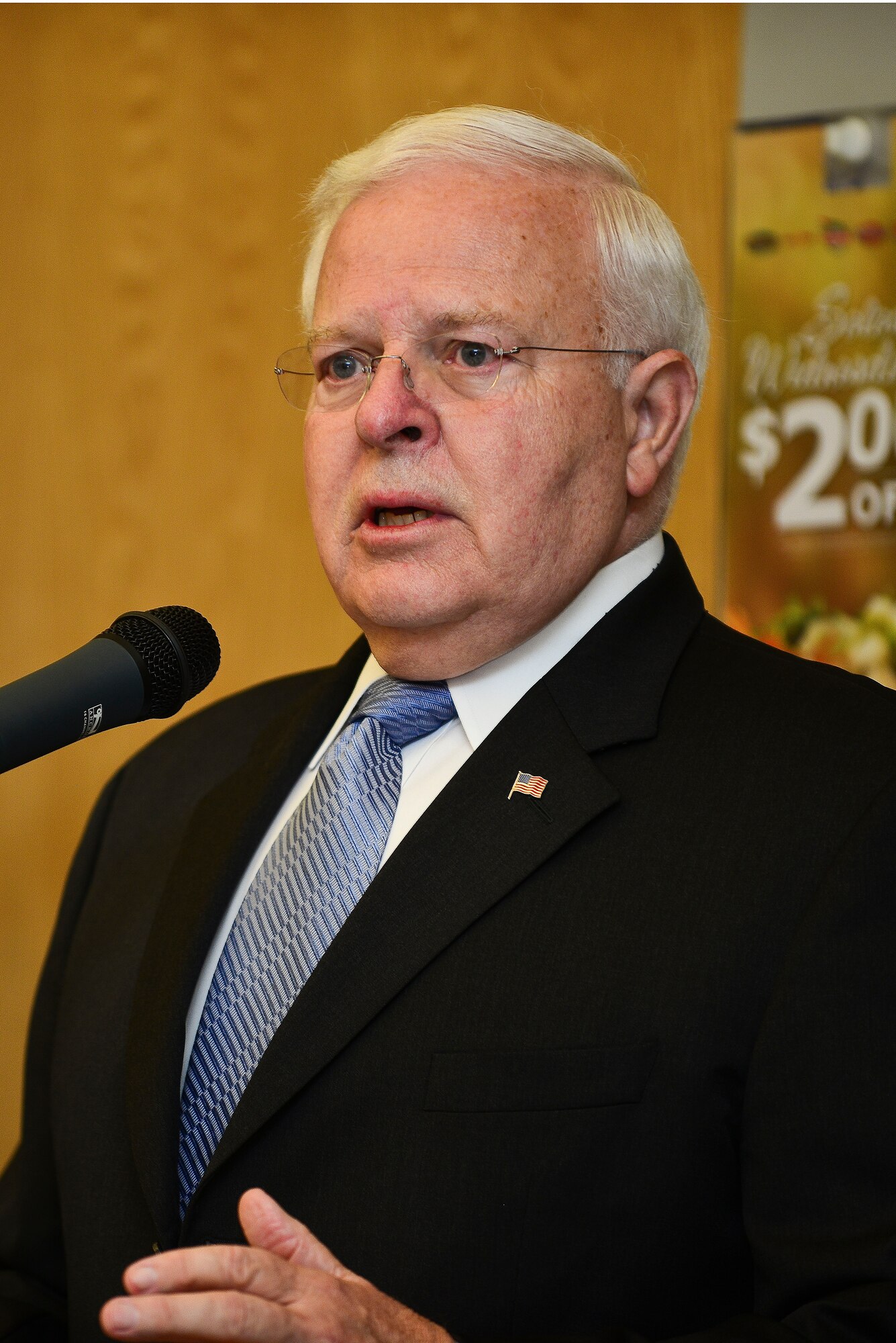 Retired U.S. Army Maj. Gen. David Whaley speaks at the Joint Base Langley-Eustis Retiree Appreciation Day at Fort Eustis, Va., May 16, 2015. The event featured Whaley as the guest speaker and had informational booths geared toward retirees. (U.S. Air Force photo by Senior Airman Kimberly Nagle/Released)  