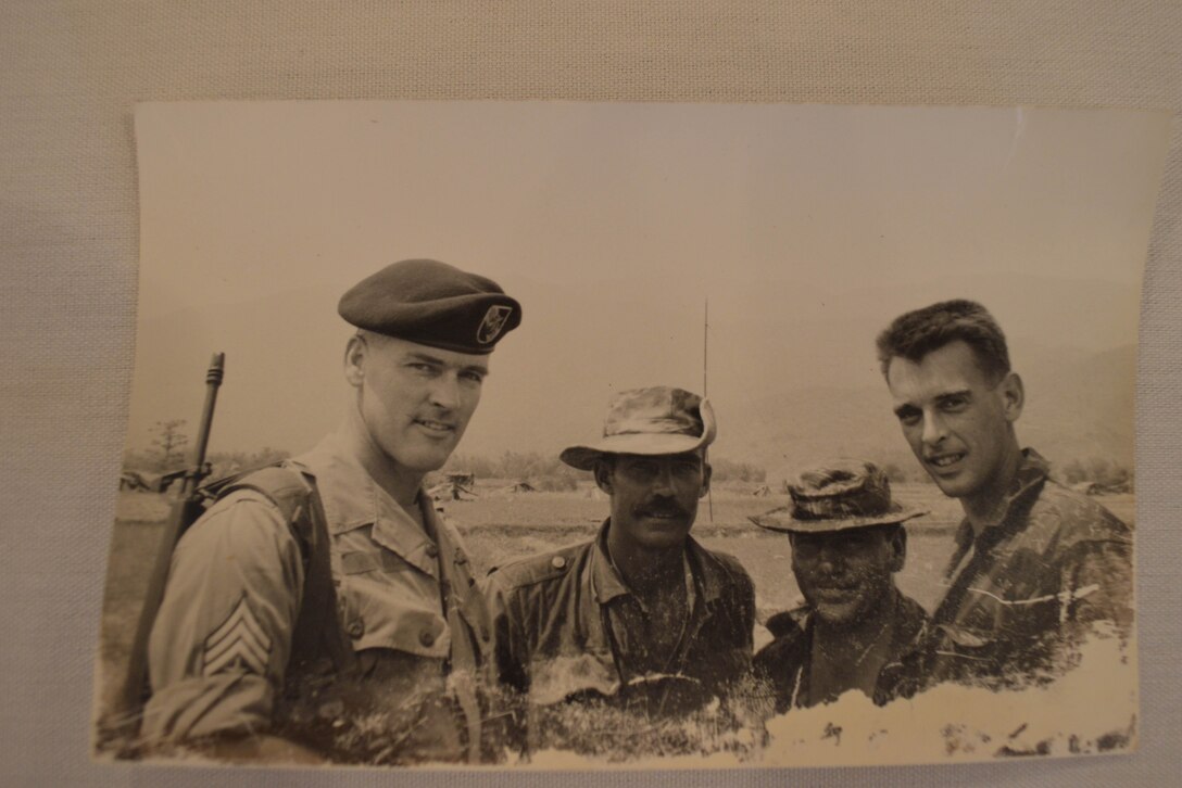 A Vietnam-era photo is displayed during an Armed Forces Day pinning ceremony at a hospice in Williamsburg, Va., May 16, 2015. The event was done in honor of veterans and families of veterans who have served in the military in support of our nation. (Courtesy Photo)