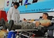 Second Lt. Christian Lindenberg, 14th Student Squadron, donates blood May 20 during the second Blood Drive this year. This drive was sponsored by the Armed Services Blood Program.  All the blood collected will be used by the Department of Defense. (U.S. Air Force photo/Senior Airman Stephanie Englar)