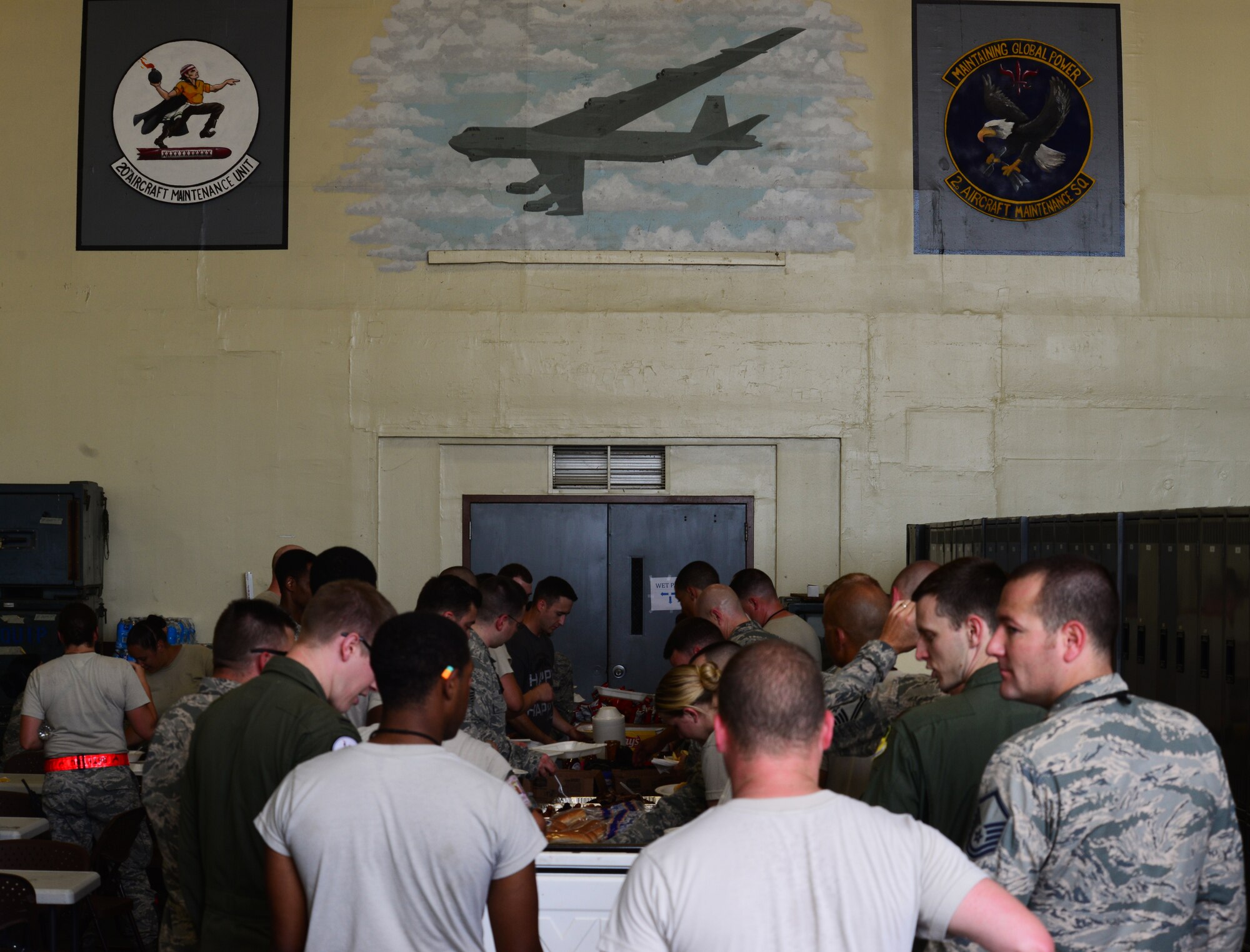The 20th Bomb Squadron hosted a Chaplain Corp cookout on Barksdale Air Force Base, Louisiana, May 20, 2015. Volunteers from all over Barksdale spent time grilling and preparing barbeque ribs, bratwursts and hot dogs for the cookout. (U.S. Air Force Photo/Airman 1st Class Luke Hill)