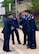 NAVAL AIR STATION FORT WORTH JOINT RESERVE BASE, Texas -- Maj. Gen. Richard Scobee, 10th Air Force commander, is greeted by Eagle Mountain-Saginaw Independent School District Air Force Junior Reserve Officer Training Corp representatives prior to presenting nearly 40 AFJROTC awards May 8 during their 5th Annual Awards Ceremony in Saginaw, Texas. After the general delivered an engaging and motivating speech, he personally recognized each cadet on their accomplishments for their annual and national sponsored awards. (Courtesy photos)