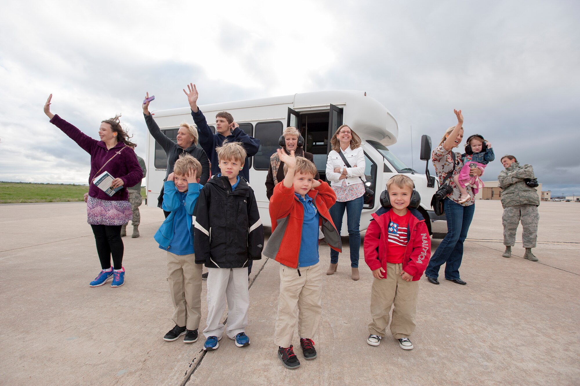Friends and family welcome back the 120th Fighter Squadron, F-16 Fighting Falcon pilots with the Colorado Air National Guard, at Buckley Air Force Base, Aurora, Colo., after as they return home from a deployment to the Republic of Korea, May 19, 2015. Integrating with other U.S. Air Force members, flying daily training mission and providing a Theater Security Package for the past 90 days, this return home marks the completion of the seventh deployment for the "Redeyes" of the 120th FS along with the 140th Wing since Sept. 11, 2001. (U.S. Air National Guard photo by: Tech. Sgt. Wolfram M. Stumpf/RELEASED)
