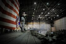 Chief Master Sgt. Lee Barr, 8th Fighter Wing command chief, speaks during his retirement ceremony at Kunsan Air Base, Republic of Korea, May 12, 2015. Barr spent 22 years in the security forces career field while supporting and deploying in Operations Desert Shield and Storm, Southern Watch, Noble Eagle, Iraqi Freedom and Odyssey Dawn. He will have served in the Air Force for 30 years when he retires in November. (U.S. Air Force photo by Senior Airman Taylor Curry/Released)