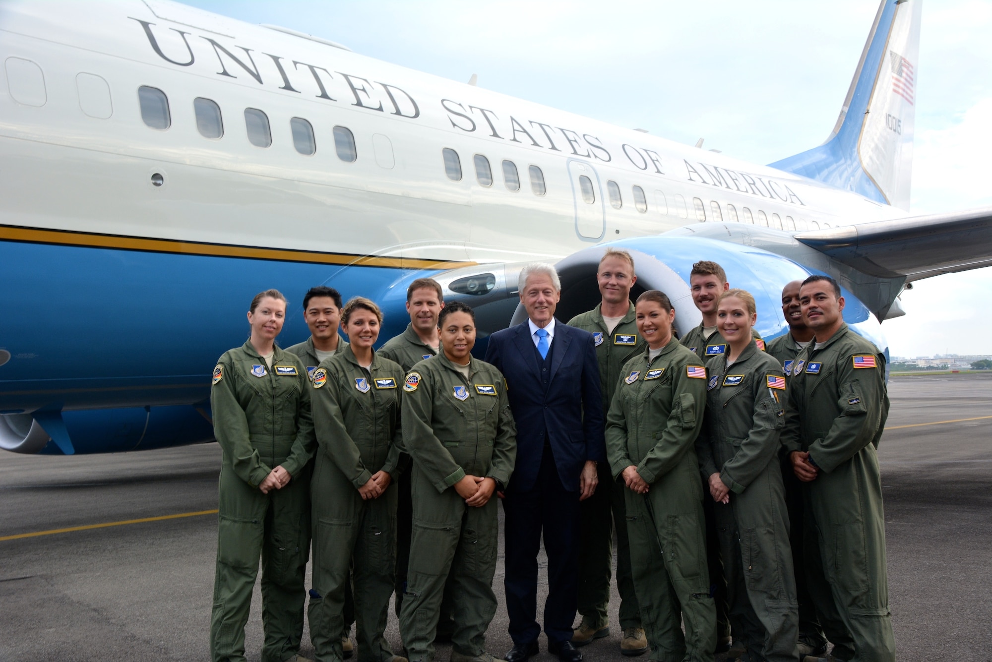 Members of the Defense Attaché Office at the U.S. Embassy Singapore, along with aircrew assigned to the 65th Airlift Squadron at Joint Base Pearl Harbor-Hickam, Hawaii, and members of Detachment 2, 730th Air Mobility Squadron, Singapore, provided support to an official U.S. delegation led by former President Bill Clinton following the passing of Singapore’s founding father, Lee Kuan Yew.  Singapore is a key partner of the U.S. and the professionalism of these Airmen furthered the relationship between the two countries.  Whether in the Pacific or around the world, international Airmen are building, sustaining and furthering relationships with foreign partners and allies critical to achieving foreign policy objectives. (Courtesy photo)
