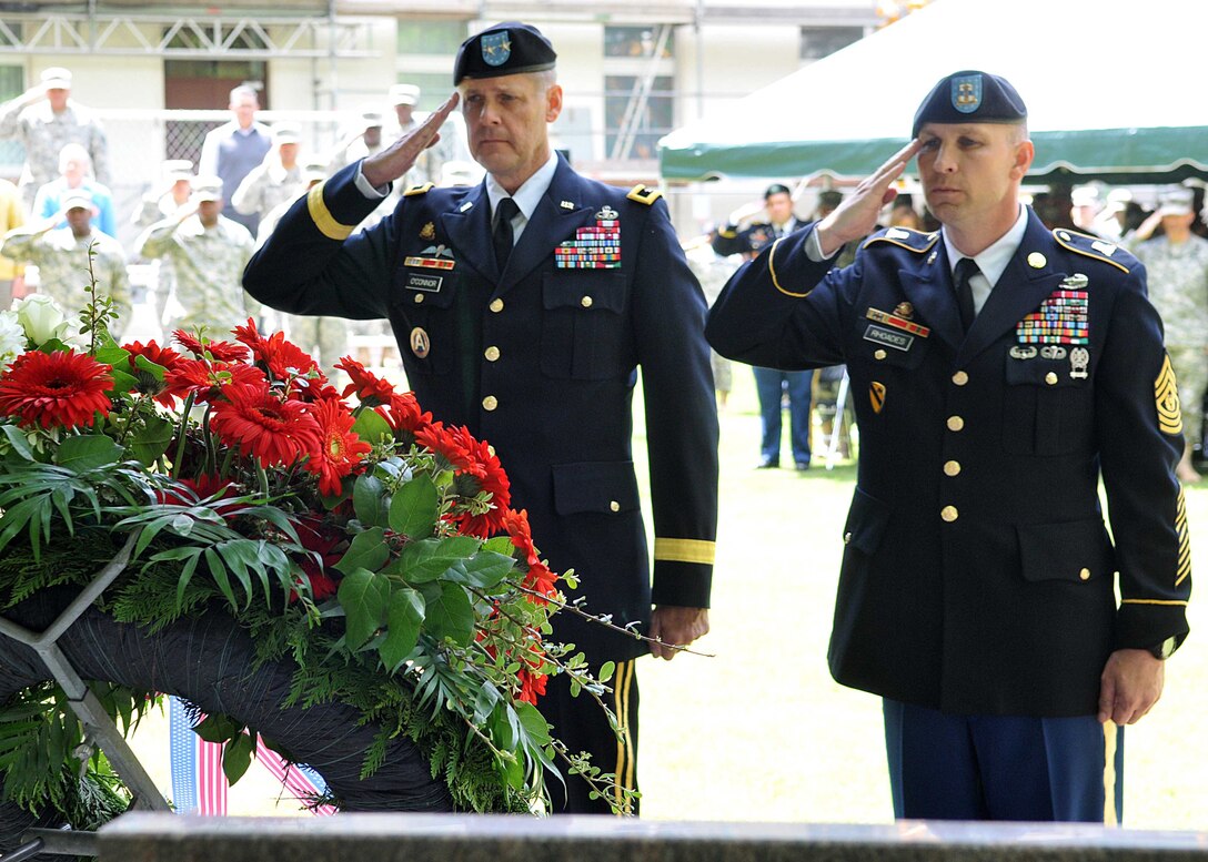 U.S. Army Maj. Gen. John R. O’Connor, left, and Sgt. Maj. Rodney J ...