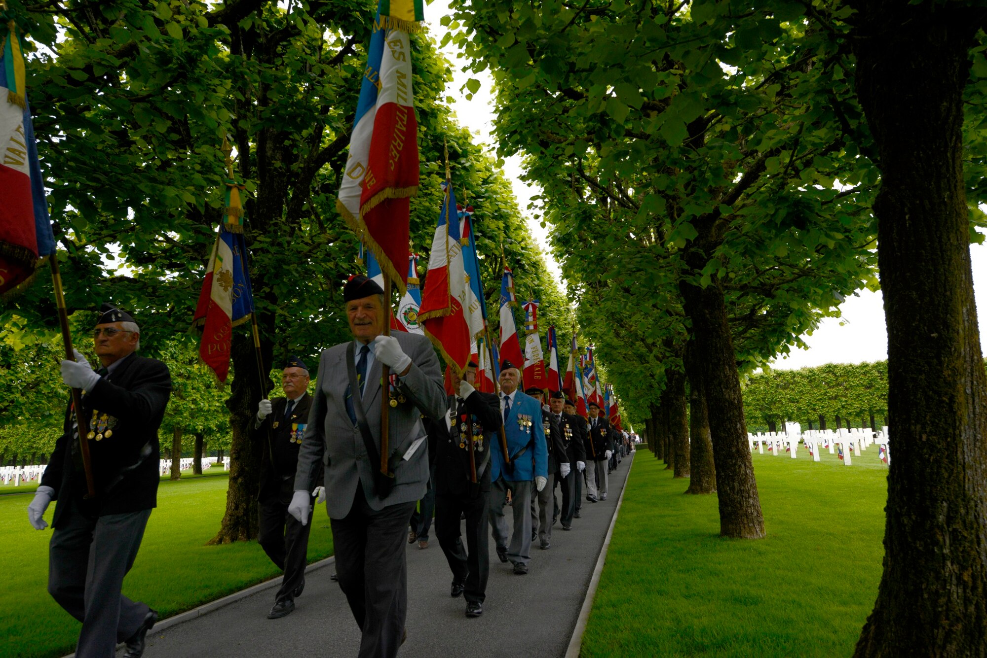 French military veterans attend a Memorial Day ceremony at St. Mihiel American Cemetery May 24, 2015, in Thiaucourt, France. The ceremony was one of many held throughout Europe during Memorial weekend to honor the sacrifices of fallen servicemembers. (U.S. Air Force photo/Airman 1st Class Tryphena Mayhugh)