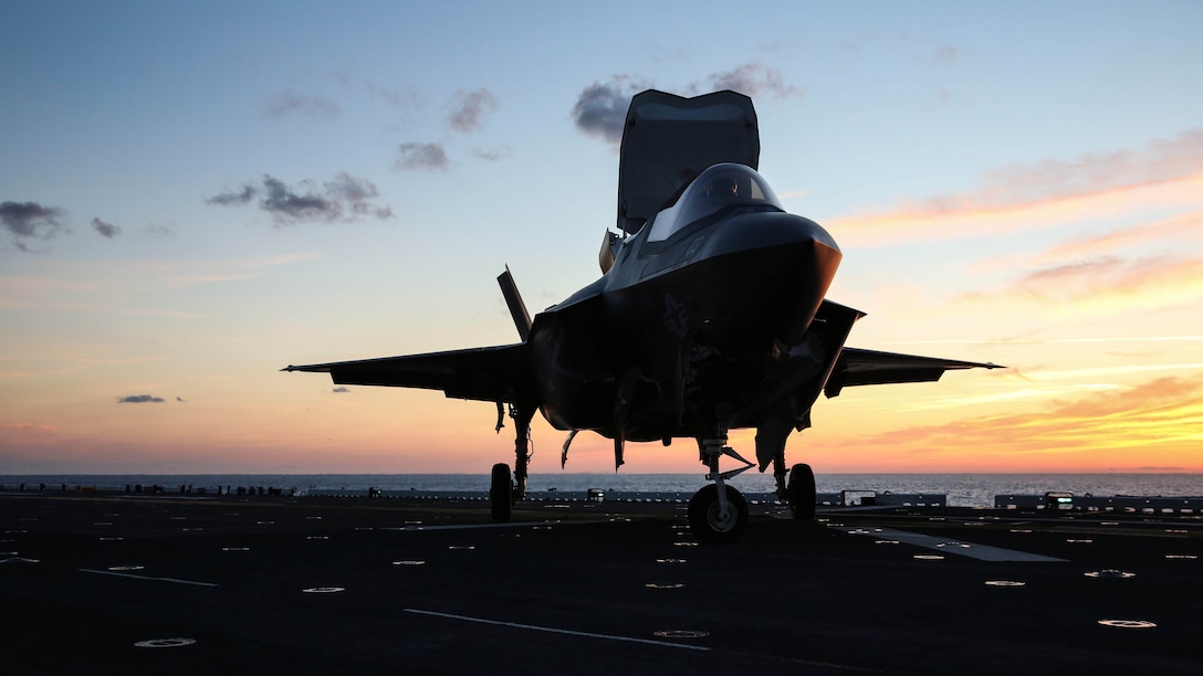 An F-35B Lightning II Joint Strike Fighter taxies to be refueled on the flight deck of USS Wasp during night operations, a part of Operational Testing 1, May, 22. The F-35B is the future of Marine Corps aviation and will be replacing three legacy platforms; the AV-8B Harrier, the F/A Hornet, and the EA-6B Prowler. The F-35B is with Marine Fighter Attack Squadron 121, Marine Aircraft Group 13, 3rd Marine Aircraft Wing. 