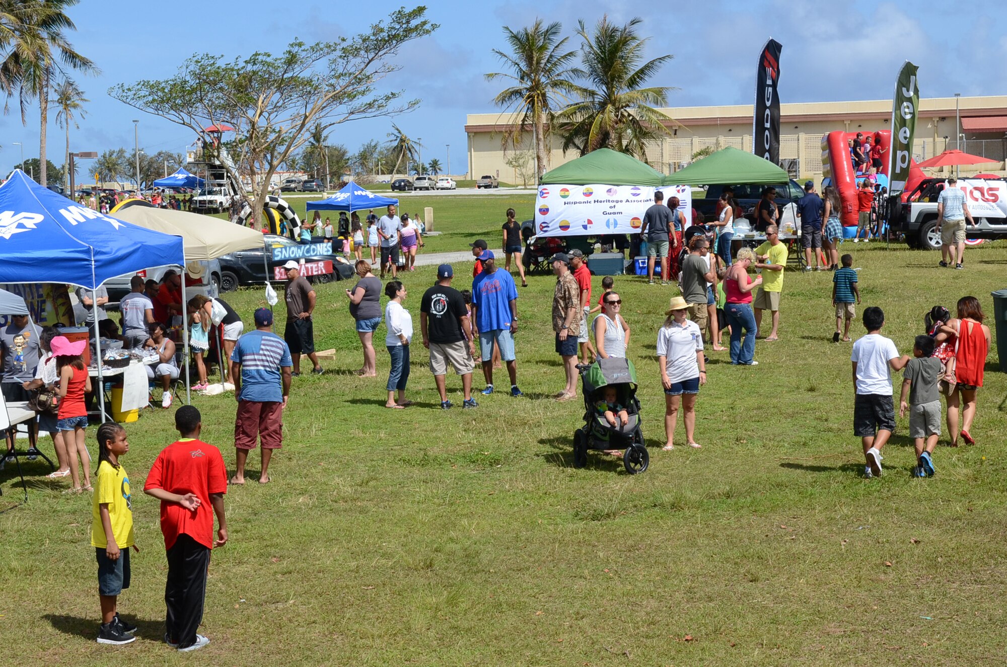 The 36th Force Support Squadron Airmen held a Memorial Day Bash May 25, 2015, at Andersen Air Force Base, Guam. The event included family friendly activities, such as zip lining, multiple bounce houses, food, a barbecue cook-off and a kids’ race track to entertain Team Andersen during the holiday commemoration. (U.S. Air Force photo by Airman 1st Class Alexa Ann Henderson/Released)