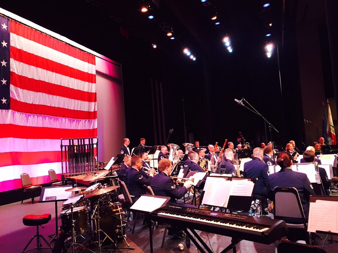 The U.S. Air Force Band of the Golden West Concert Band performs at the James Armstrong theater in Torrance, CA on May 15th, 2015. The Concert Band was performing as part of their May tour through Southern California. (U.S. Air Force Photo by Airman First Class Stephanie Allen)