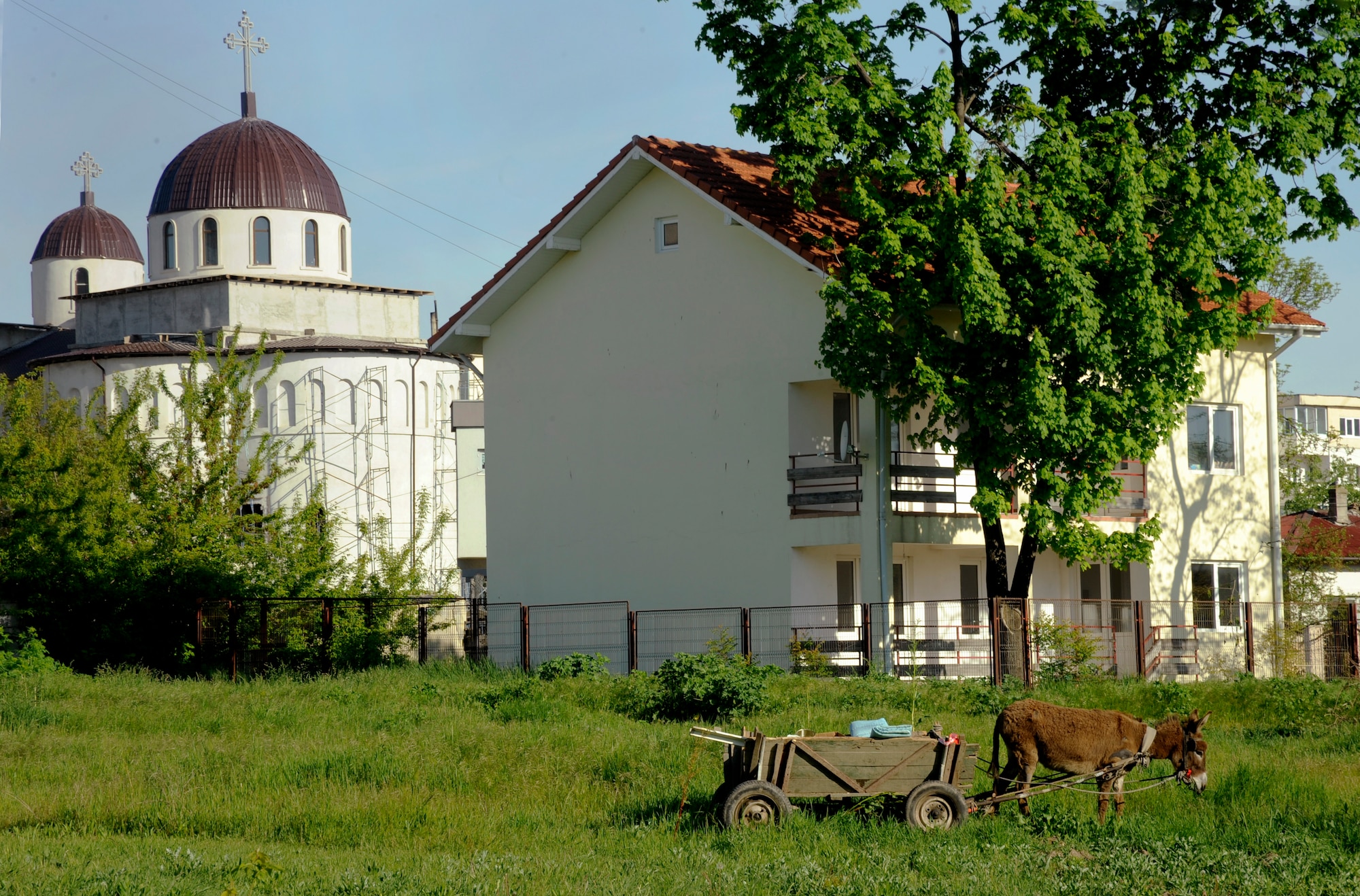 A local farm next to a medical clinic where Airman from the 142nd Fighter Wing Civil Engineer Squadron are working during a two week deployment to repair and upgrade a medical facility in the city of Mangalia, Romania, as part of the U.S. European Command’s (EUCOM) Humanitarian Civic Assistance Program (HCA). The EUCOM HCA program is designed to improve the host nation's critical infrastructure and the underlying living conditions of the civilian populace.(U.S. Air National Guard photo by Tech. Sgt. John Hughel, 142nd Fighter Wing Public Affairs/Released)